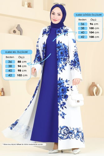 moda selvim الفستان نيلي 42127JNF844 - Thumbnail