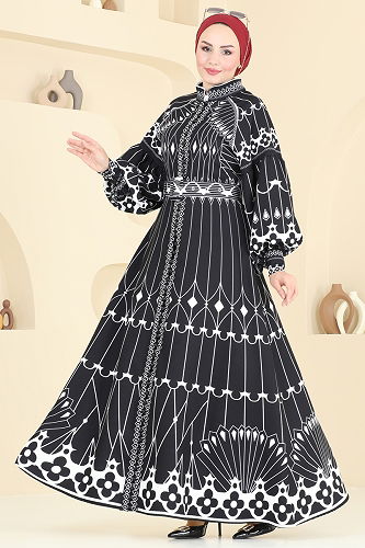 moda selvim Dress 42129JNF844 Black - Thumbnail