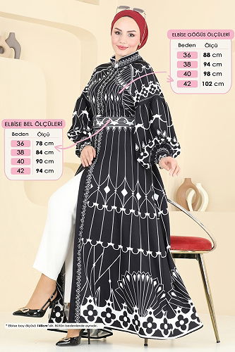 moda selvim Dress 42129JNF844 Black - Thumbnail