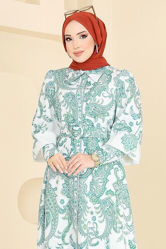 moda selvim Dress 4220JNF844 Green - Thumbnail