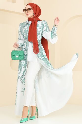 moda selvim الفستان أخضر 4220JNF844 - Thumbnail