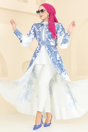 moda selvim الفستان نيلي 4220JNF844 - Thumbnail