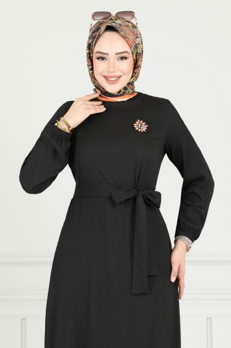 moda selvim Dress 422DVL817 Black - Thumbnail