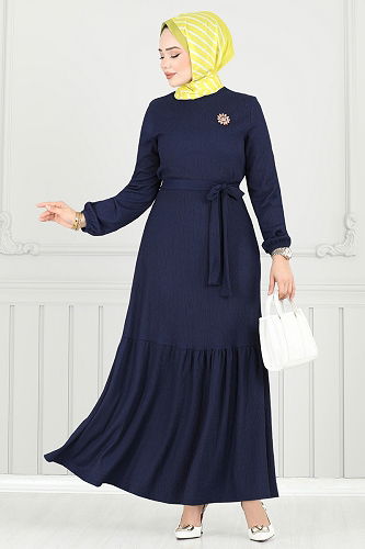 moda selvim Dress 422DVL817 Navy Blue - Thumbnail