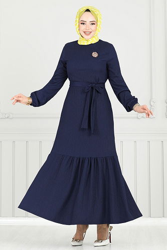 moda selvim Dress 422DVL817 Navy Blue - Thumbnail