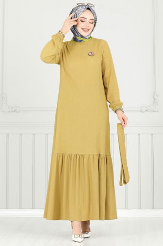 moda selvim Dress 422DVL817 Oil Green - Thumbnail
