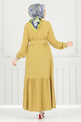moda selvim Dress 422DVL817 Oil Green - Thumbnail
