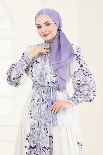 moda selvim Dress 4231JNF844 Lilac - Thumbnail