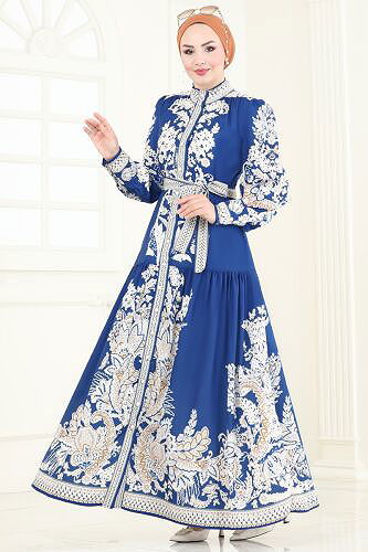 moda selvim Dress 4231JNF844 Navy Blue - Thumbnail