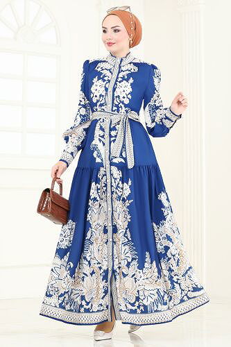 moda selvim Dress 4231JNF844 Navy Blue - Thumbnail