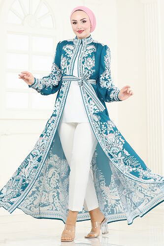 moda selvim Dress 4231JNF844 Petroleum - Thumbnail