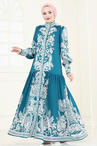 moda selvim الفستان بترولي 4231JNF844 - Thumbnail