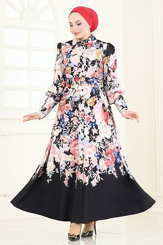 moda selvim Dress 4233JNF844 Black - Thumbnail