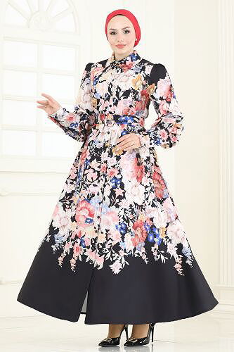 moda selvim الفستان أسود 4233JNF844 - Thumbnail