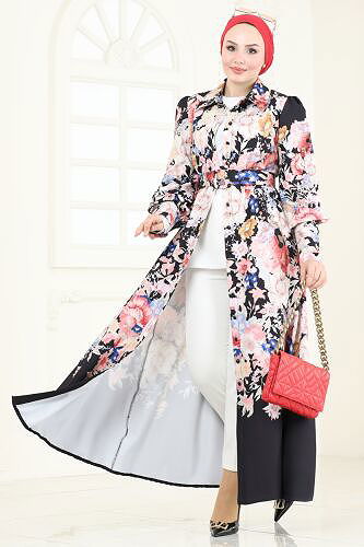 moda selvim الفستان أسود 4233JNF844 - Thumbnail