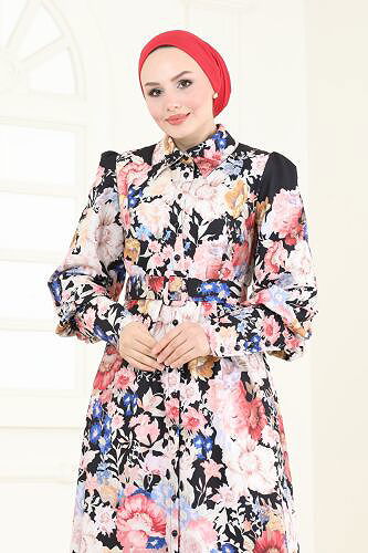 moda selvim الفستان أسود 4233JNF844 - Thumbnail