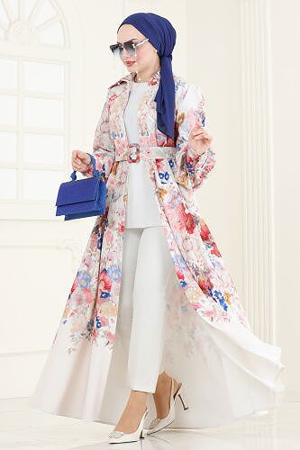 moda selvim Dress 4233JNF844 Ecru - Thumbnail