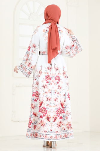 moda selvim Dress 4235JNF844 Ecru - Thumbnail