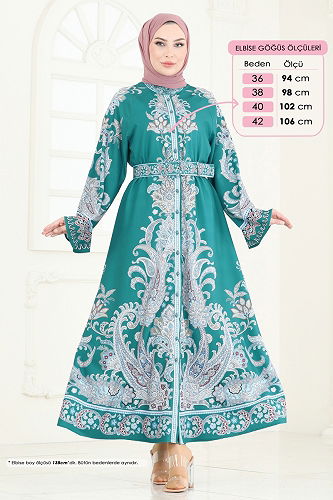 moda selvim Dress 4235JNF844 Petroleum - Thumbnail