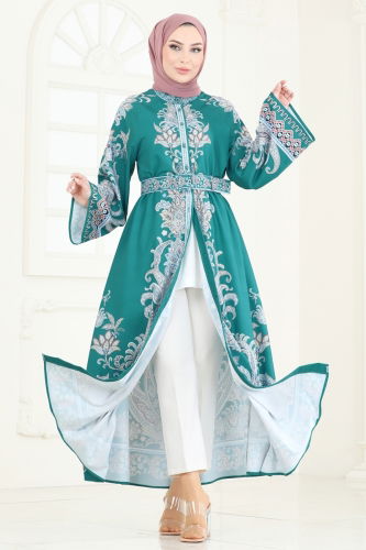 moda selvim الفستان بترولي 4235JNF844 - Thumbnail