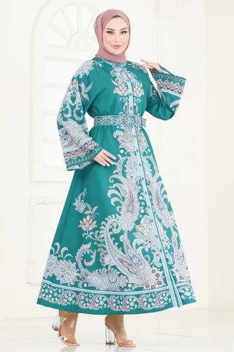 moda selvim الفستان بترولي 4235JNF844 - Thumbnail