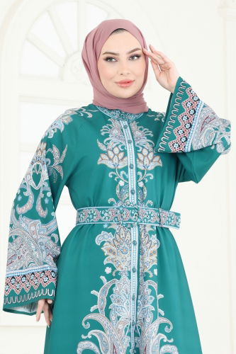 moda selvim الفستان بترولي 4235JNF844 - Thumbnail