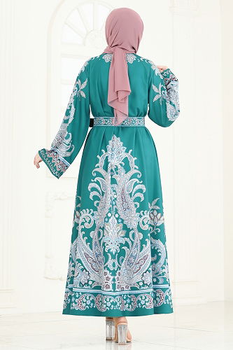 moda selvim الفستان بترولي 4235JNF844 - Thumbnail