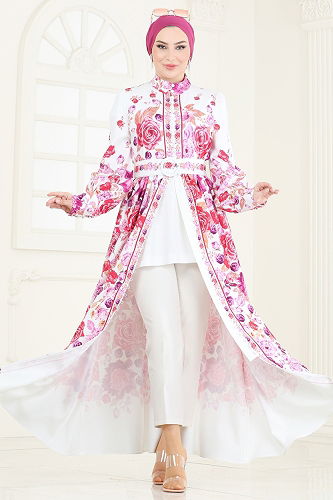 moda selvim Dress 4246JNF844 Ecru - Thumbnail