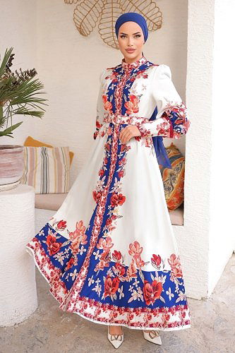 moda selvim 4247JNF844 لون بيج فاتح فستان - Thumbnail