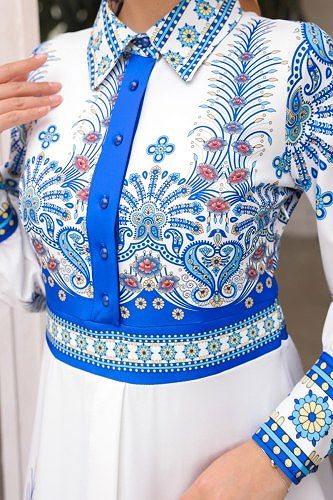 moda selvim Dress 4249JNF844 Saxe - Thumbnail