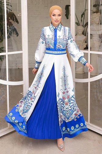 moda selvim Dress 4249JNF844 Saxe - Thumbnail