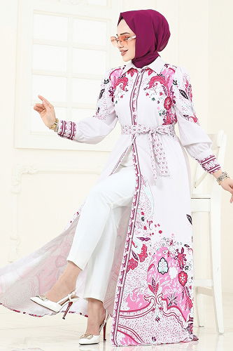 moda selvim الفستان فوشي 4256JNF844 - Thumbnail