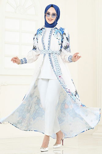 moda selvim Dress 4256JNF844 Saxe - Thumbnail