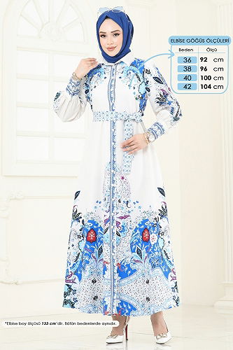 moda selvim Dress 4256JNF844 Saxe - Thumbnail