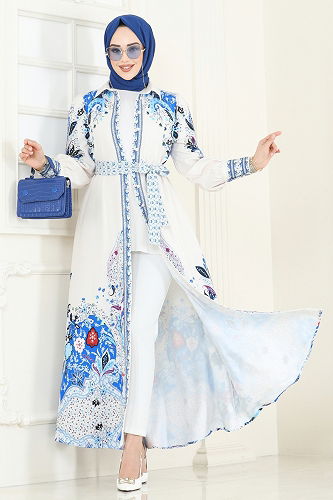 moda selvim الفستان نيلي 4256JNF844 - Thumbnail