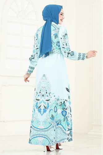 moda selvim Dress 4256JNF844 Water Green - Thumbnail