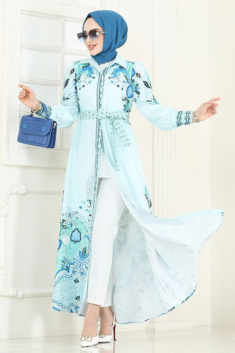 moda selvim الفستان اخضر فاتح 4256JNF844 - Thumbnail