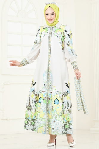 moda selvim Dress 4256JNF844 Yellow - Thumbnail