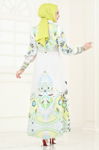 moda selvim Dress 4256JNF844 Yellow - Thumbnail