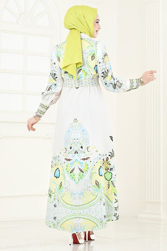 moda selvim الفستان أصفر 4256JNF844 - Thumbnail