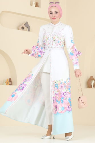 moda selvim Dress 4263JNF844 Ecru - Thumbnail