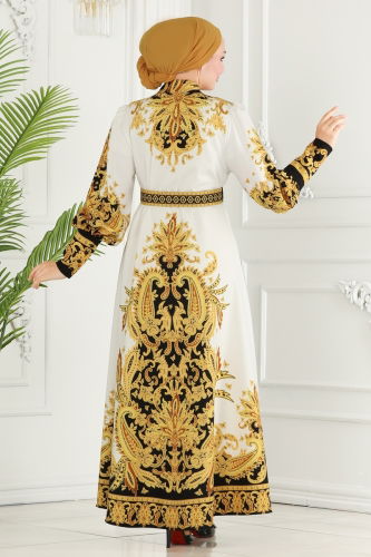 moda selvim Dress 4269JNF844 Gold - Thumbnail