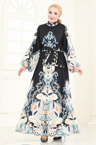 moda selvim Dress 4278JNF844 Black - Thumbnail