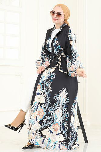 moda selvim الفستان أسود 4278JNF844 - Thumbnail