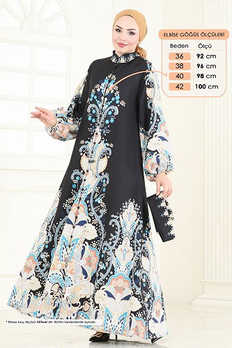 moda selvim الفستان أسود 4278JNF844 - Thumbnail