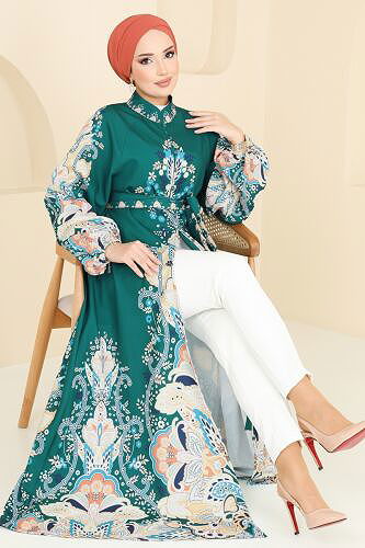 moda selvim Dress 4278JNF844 Emerald - Thumbnail