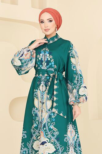 moda selvim الفستان زيتي 4278JNF844 - Thumbnail