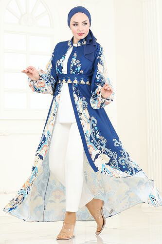 moda selvim الفستان كحلي 4278JNF844 - Thumbnail