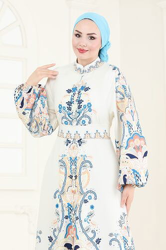 moda selvim الفستان بيج 4278JNF844 - Thumbnail