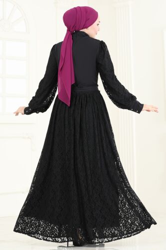 moda selvim الفستان أسود 4293JNF844 - Thumbnail